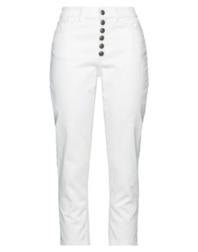 DONDUP DONDUP WOMAN PANTS IVORY SIZE 28 COTTON, ELASTANE