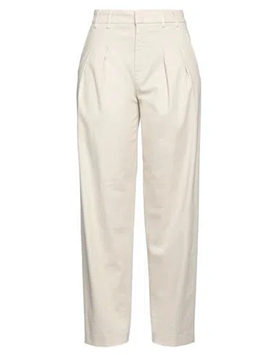 Dondup Woman Pants Ivory Size 8 Cotton, Lyocell, Elastane In White