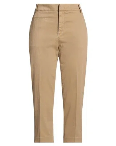 Dondup Woman Pants Khaki Size 10 Cotton, Elastane In Nude