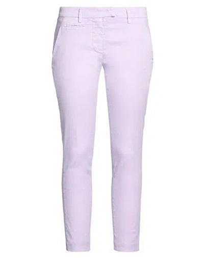 Dondup Woman Pants Lilac Size 27 Linen, Lyocell, Elastane In Purple