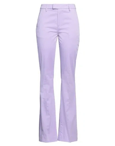 Dondup Woman Pants Lilac Size 6 Cotton, Silk, Elastane In Purple