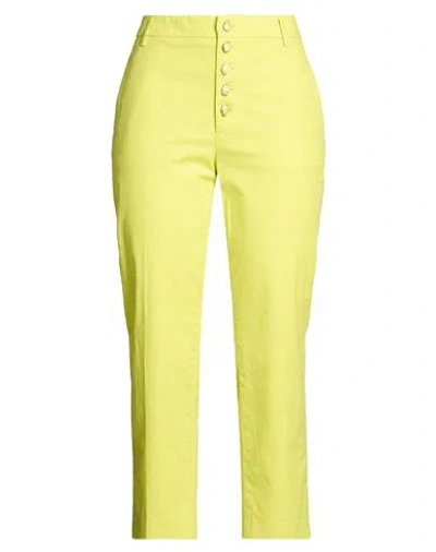 Dondup Woman Pants Lime Green Size 28 Cotton, Elastane In White