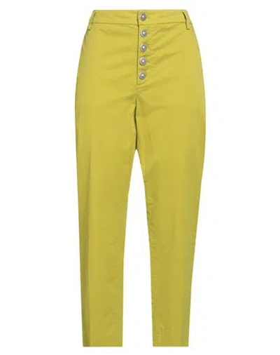 Dondup Woman Pants Lime Green Size 30 Cotton, Elastane