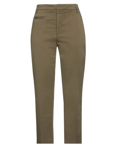 Dondup Woman Pants Military Green Size 10 Cotton, Elastane