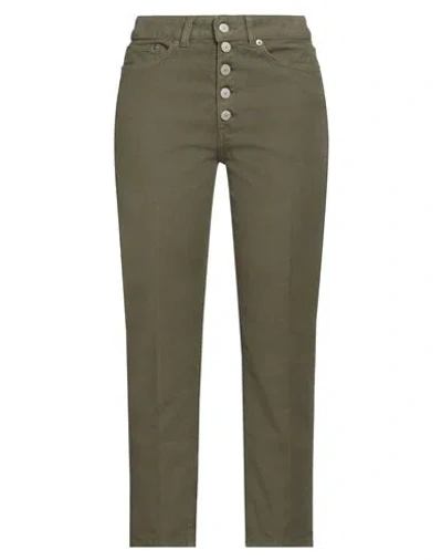 Dondup Woman Pants Military Green Size 25 Cotton, Elastane