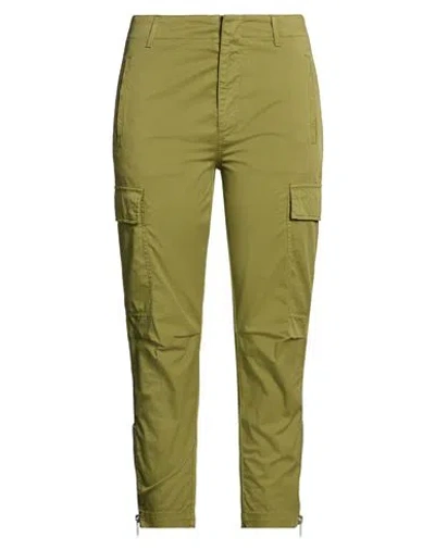 Dondup Woman Pants Military Green Size 26 Cotton, Elastane