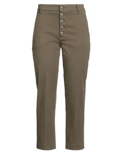 Dondup Woman Pants Military Green Size 26 Cotton, Elastomultiester, Elastane In Gold