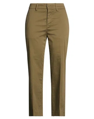 Dondup Woman Pants Military Green Size 28 Cotton, Elastane