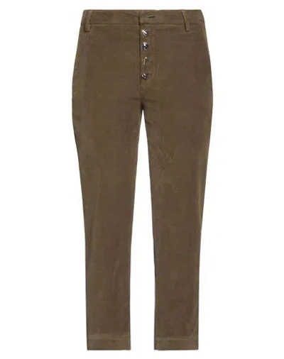 Dondup Woman Pants Military Green Size 26 Cotton, Lyocell, Elastane
