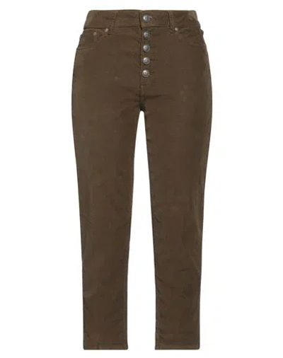 Dondup Woman Pants Military Green Size 29 Cotton, Lyocell, Elastane In Brown