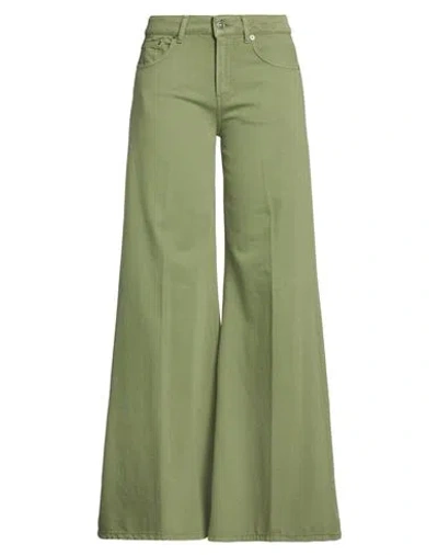 Dondup Woman Pants Military Green Size 30 Cotton, Lyocell