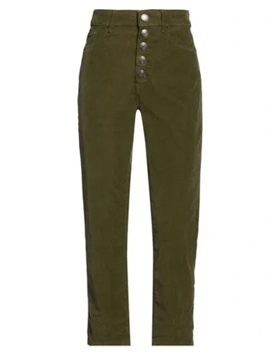 Dondup Woman Pants Military Green Size 31 Cotton, Lyocell, Elastane