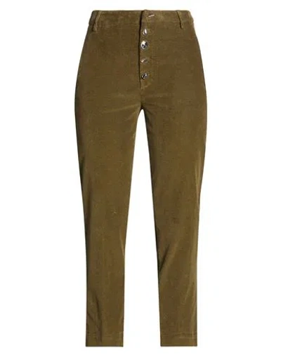 Dondup Woman Pants Military Green Size 31 Cotton, Lyocell, Elastane In Brown