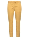 Dondup Woman Pants Mustard Size 32 Cotton, Elastane In Yellow