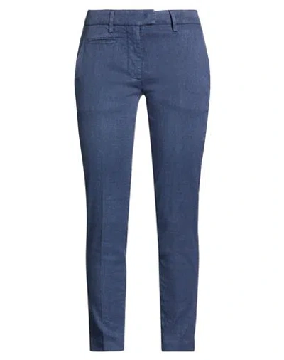 Dondup Woman Pants Navy Size 31 Linen, Lyocell, Elastane In Blue