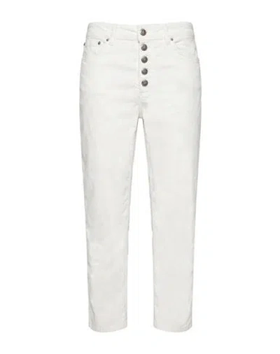 Dondup Woman Pants Off White Size 31 Cotton, Lyocell, Elastane