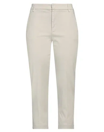Dondup Woman Pants Off White Size 32 Cotton, Elastomultiester, Elastane In Beige