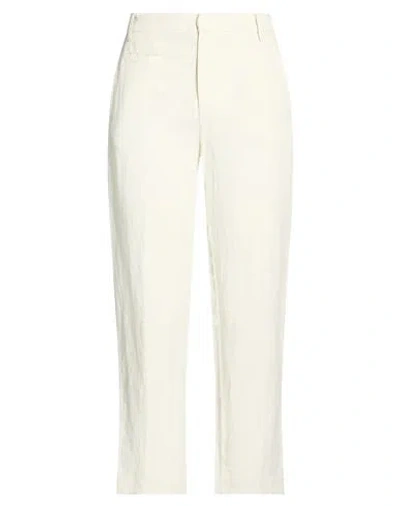 Dondup Woman Pants Off White Size 6 Lyocell, Linen