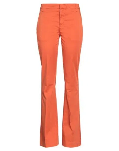 Dondup Woman Pants Orange Size 28 Cotton, Elastane