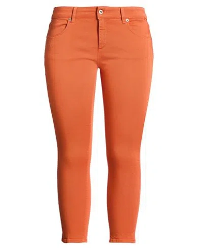 Dondup Woman Pants Orange Size 32 Cotton, Elastomultiester, Elastane In Brown