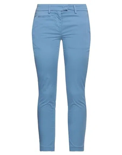 Dondup Woman Pants Pastel Blue Size 32 Cotton, Elastane