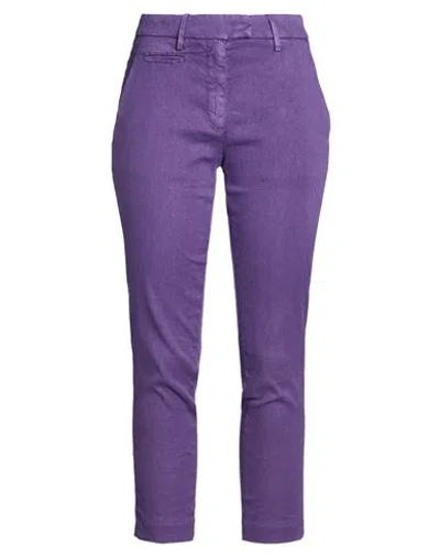 Dondup Woman Pants Purple Size 29 Linen, Lyocell, Elastane