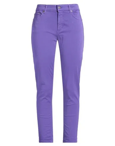 Dondup Woman Pants Purple Size 31 Cotton, Elastane