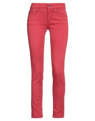 Dondup Woman Pants Red Size 24 Cotton, Elastomultiester, Elastane In Red