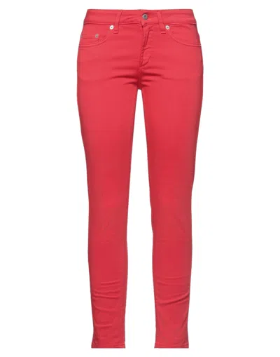 Dondup Woman Pants Red Size 30 Cotton, Elastane
