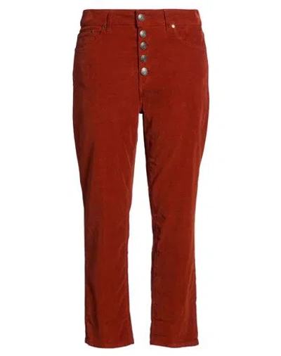 Dondup Woman Pants Rust Size 25 Cotton, Lyocell, Elastane In Red