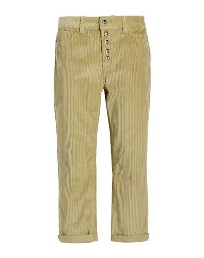 Dondup Woman Pants Sand Size 30 Cotton, Elastane In Green