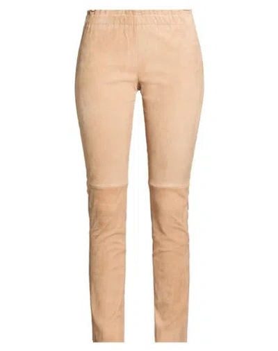 Dondup Woman Pants Sand Size 6 Goat Skin In Neutral