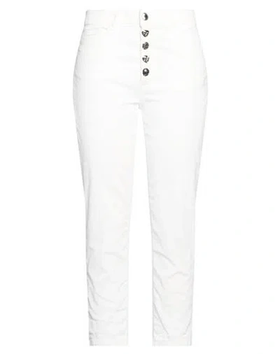 Dondup Woman Pants White Size 25 Cotton, Lyocell, Elastane In Multi