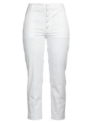 Dondup Woman Pants White Size 26 Cotton, Elastane