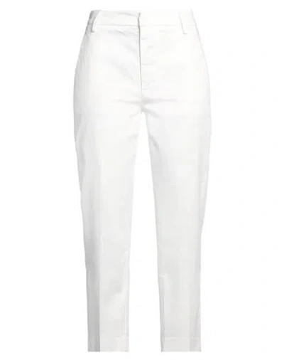 Dondup Woman Pants White Size 26 Cotton, Lyocell, Elastane