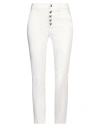 Dondup Cropped Cotton-blend Denim Jeans With Button Detailing In White