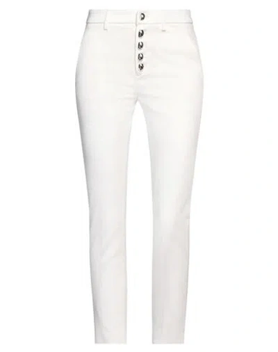 DONDUP DONDUP WOMAN PANTS WHITE SIZE 28 MODAL, COTTON, ELASTANE