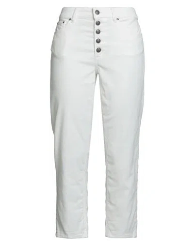 Dondup Woman Pants White Size 28 Cotton, Lyocell, Elastane