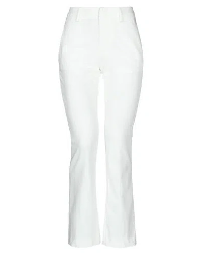 Dondup Woman Pants White Size 28 Cotton, Polyamide, Elastane