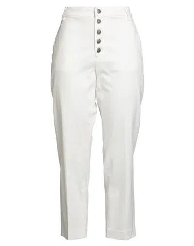 Dondup Woman Pants White Size 30 Cotton, Elastane In Multi