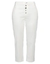 Dondup Cropped Cotton-blend Denim Jeans With Button Detailing In White