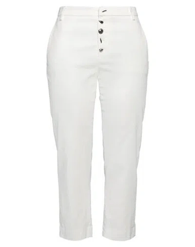 Dondup Woman Pants White Size 31 Cotton, Lyocell, Elastane
