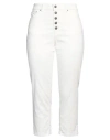 Dondup Cropped Cotton-blend Denim Jeans With Button Detailing In White