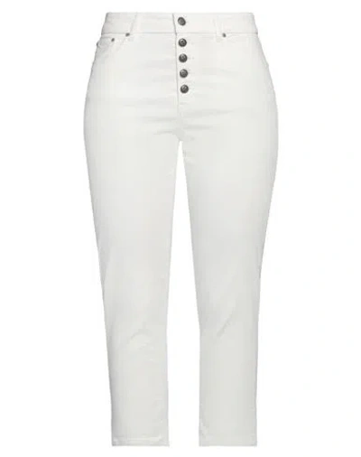 DONDUP DONDUP WOMAN PANTS WHITE SIZE 30 COTTON, LYOCELL, ELASTANE