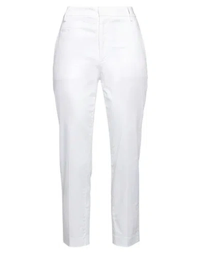 Dondup Woman Pants White Size 8 Cotton, Elastane