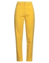 Dondup Woman Pants Yellow Size 28 Cotton, Elastane