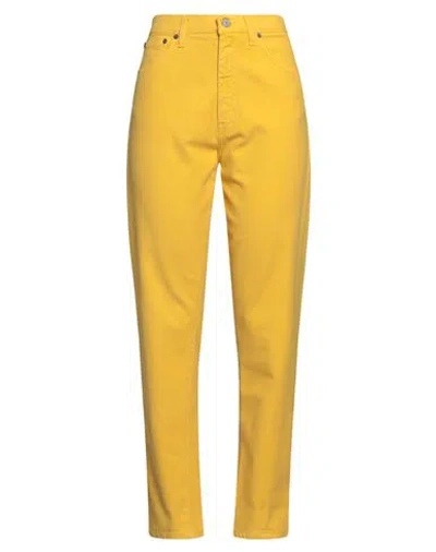 Dondup Woman Pants Yellow Size 28 Cotton, Elastane