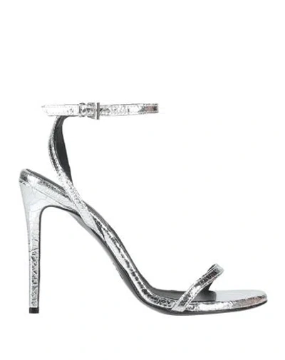 Dondup Woman Sandals Silver Size 10 Leather