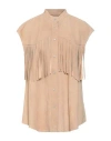 Dondup Woman Shirt Beige Size 6 Lambskin In Brown