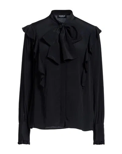 Dondup Woman Shirt Black Size 6 Acetate, Silk